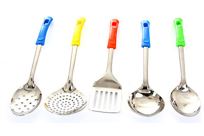 5 Pc Kitchen Cooking Utensil Set Serving Tools Spatula Spoon Stainless Steel