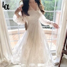  Fairy Elegant Dress Women Casual Evening Vintage Dress Female Retro Long Sleeve