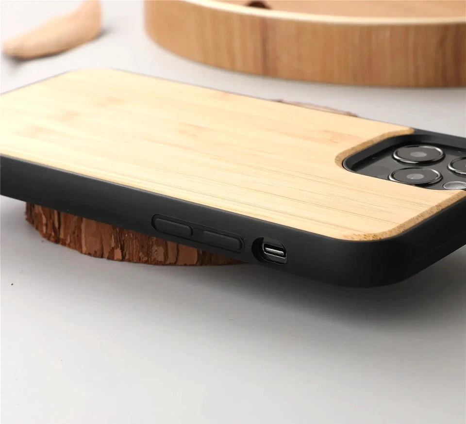 Funda Madera para iPhone 16 15 14 13 12 Mini Plus Pro Max Madera Teléfono Celular Cubierta Foto 2 de 4
