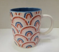 Evriholder Abode Mug Coffee Tea Ceramic Cup Pink Rust Blue Feather Sun Pattern 