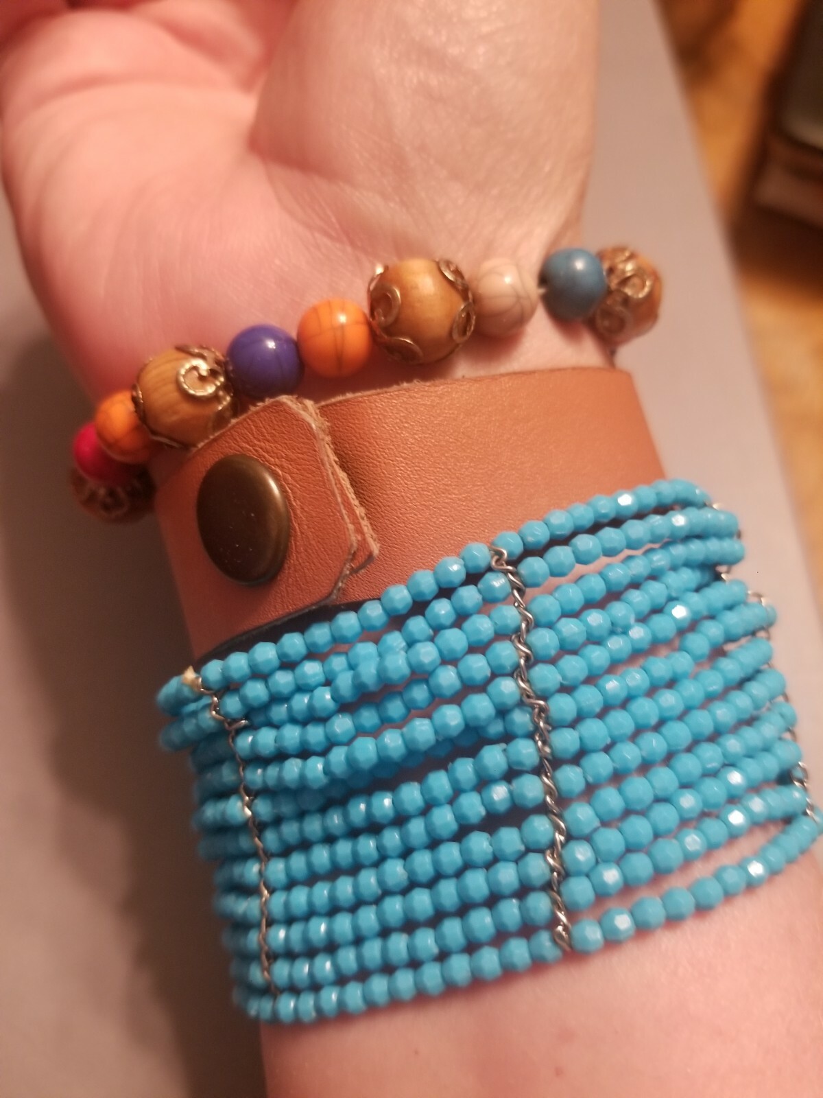 Vintage Bracelet Lot of 3 Boho Butterfly Leather … - image 4