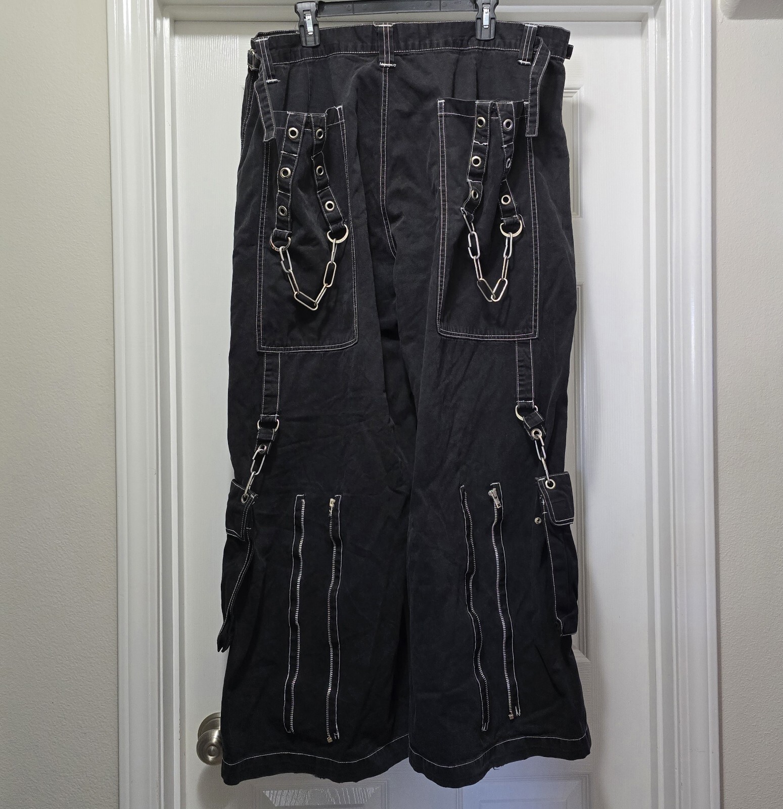 Vintage 90s Tripp NYC Bondage Style Pants Chains Baggy Goth Skater Punk Men's 2X image 8