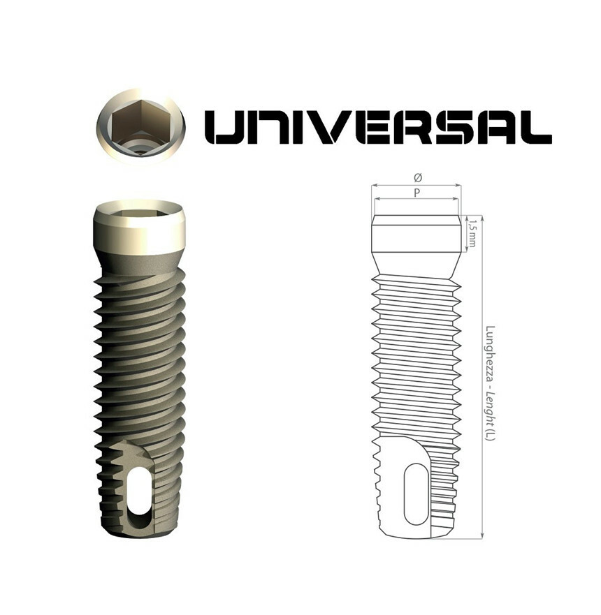 Implant dentaire Universal Tapered Ø3,7 compatible Zimmer pour espace restreint