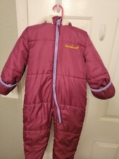 Traje de nieve aislado infantil rosa platino para niñas 18/24 cubierta de mano con capucha para nieve