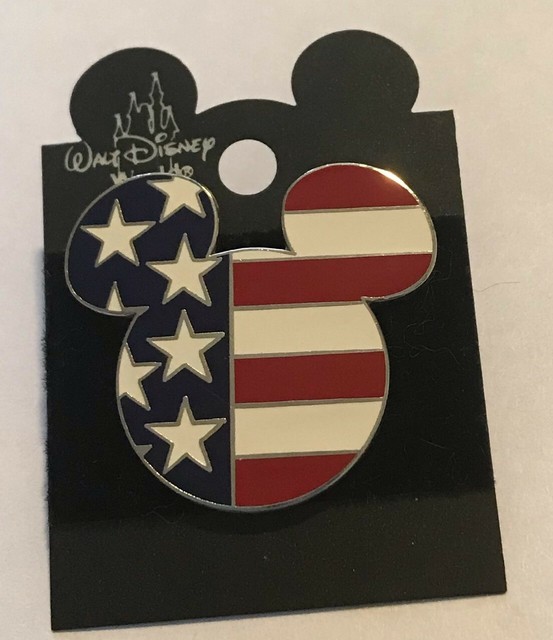 WALT DISNEY PIN MICKEY MOUSE HEAD ICON USA AMERICAN FLAG - PATRIOTIC ...