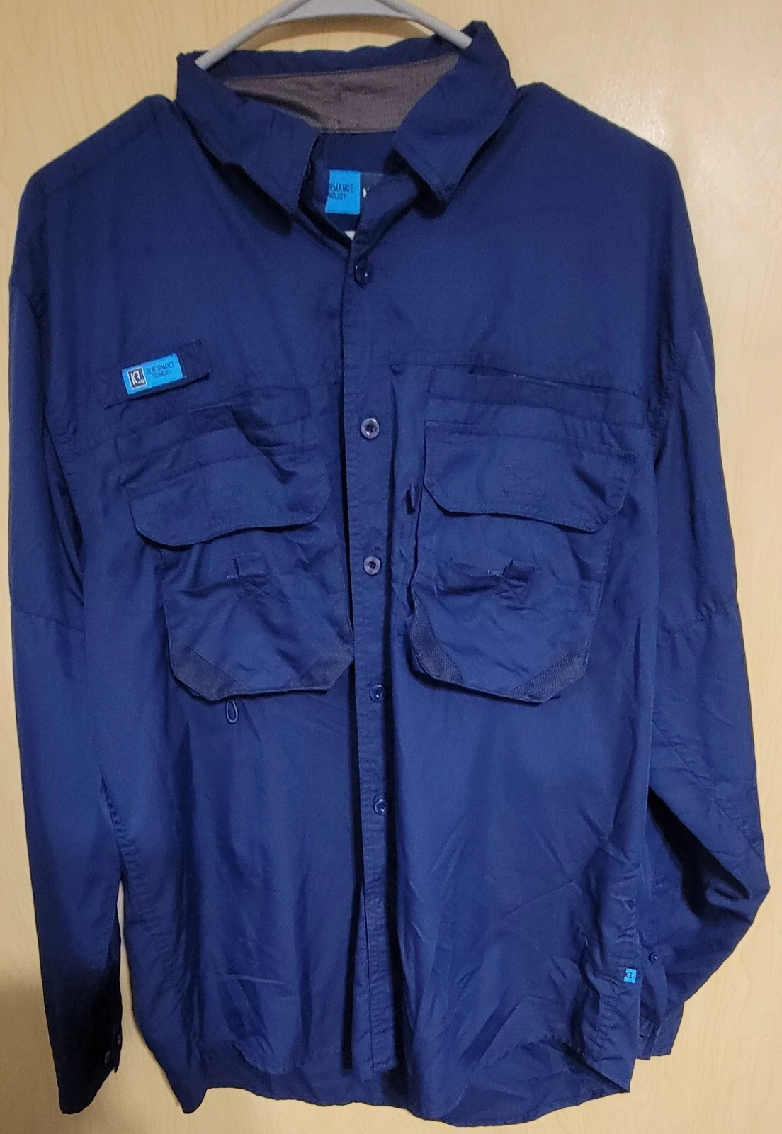 KE Shirt Mens Medium Performance Technology Fishing Outdoor Hiking Long Sleeve