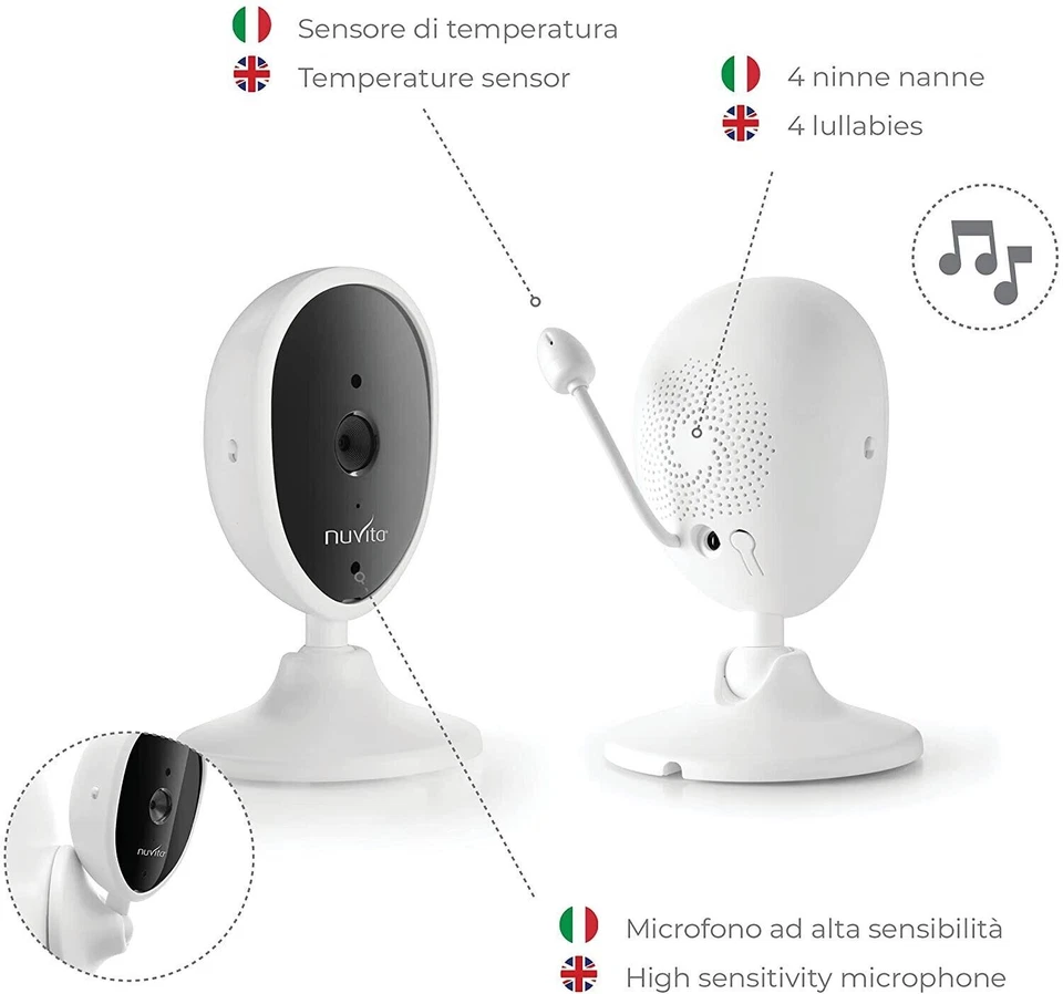 NUVITA BABY MONITOR CON VIDEO DIGITALE WIRELESS 2,4GHZ CON VISIONE NOTTURNA E MO - Immagine 4 di 4
