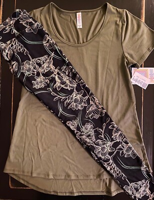 NWT LuLaRoe Outfit XS SARAH Solid Black Charcoal Gray Blue Floral & OS