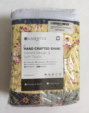 Pair Of Kasentex Hand Crafted Contemporary Floral Parchwork Standard Shams Soft