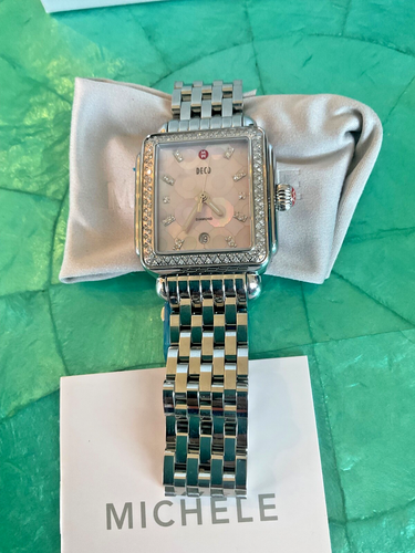 Orologio Michele Deco Mosaico Rosa/Bianco MOP Diamante Acciaio Inox MW06T01A1987 - Foto 4 di 7