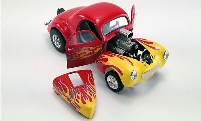 1941 VINTAGE WILLYS RED FLAMES GASSER NHRA DRAG 1:18 ACME A1800916 HOT ROD GMP