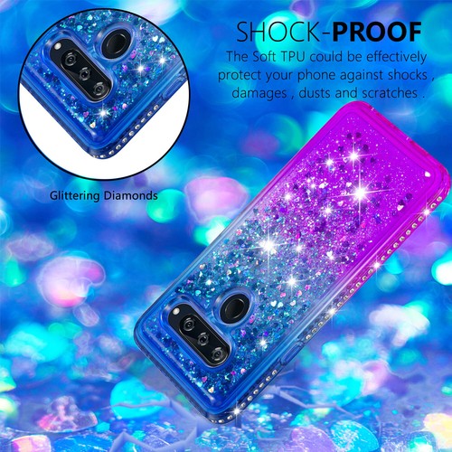 For LG V50 ThinQ Case V40 Case Liquid Sparkle Glitter Diamond Bumper Girls' Case - Picture 18 of 25