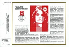 2614++FEUILLET CEF   1er JOUR 1990    MARIANNE  DU  BICENTENAIRE