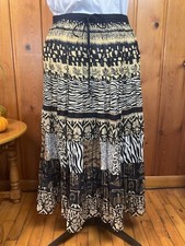 XL 100 Cotton Black Brown Tribal Maxi Skirt Stripe Cheetah Zebra Floral African