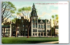City Hall and Court House  New Haven  Connecticut  Postcard  c1907