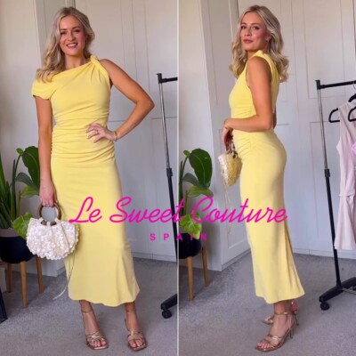 ZARA WOMAN NWT SS25 YELLOW ASYMMETRIC MIDI DRESS ALL SIZES 2477/262/300 