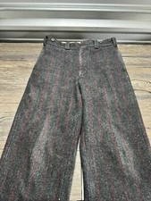 Vintage Woolrich Malone Heavy Wool Hunting Pants Gray Red Stripe 31x26