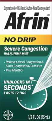 AFRIN NO DRIP SEVERE CONGESTION Nasal Pump Mist Spray - 2/3 FL OZ (20 ML) Each