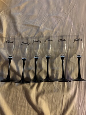 Freixenet Prosecco Set Of 6 Black Stemmed Champagne Flutes by Luminarc France