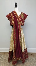 Indian Lehenga Choli Garnet and Gold Skirt, Blouse & Sari Party Outfit