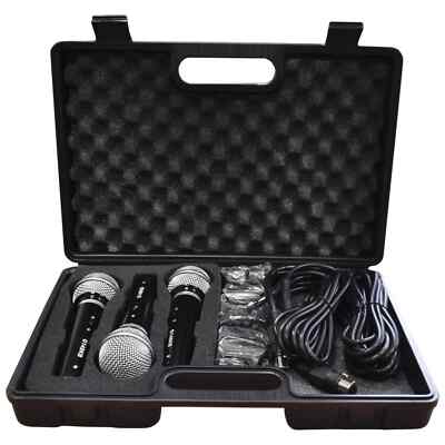 Soundlab dynamische Gesangsmikrofone 3er-Pack mit Tragetasche & 2,8 m Leitungen