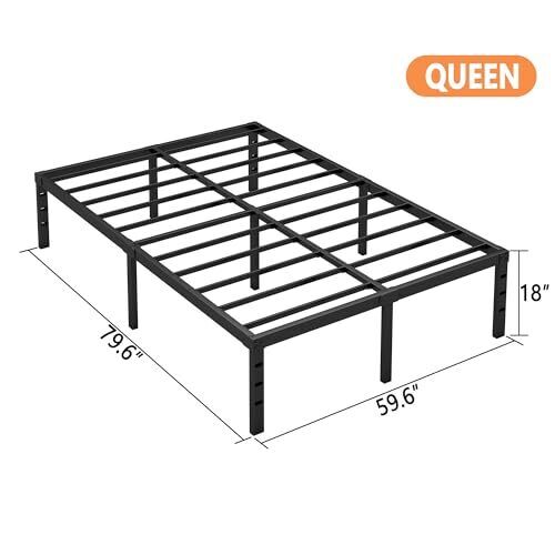 Queen Bed Frame 18 Inch - Heavy Duty Metal Platform with Under Bed Storage - Picture 3 of 9