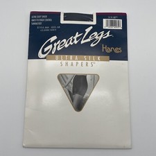 Vintage Great Legs Ultra Silk By Hanes Pantyhose B49 Size AB Classic Navy Sheer