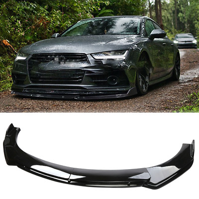 For Audi A4 A5 A6 A7 Glossy Black Front Bumper Lip Splitter Spoiler Dual-Layer
