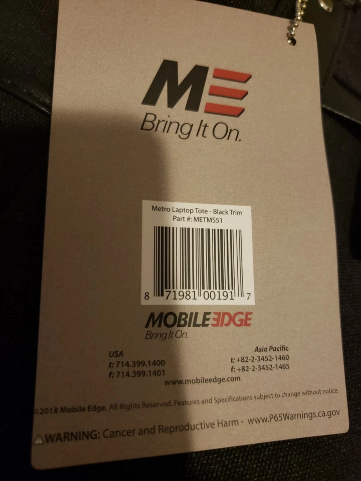 Bolso de Mano para Portátil Urbano Mobile Edge Nuevo con Etiquetas Borde Negro Foto 2 de 2