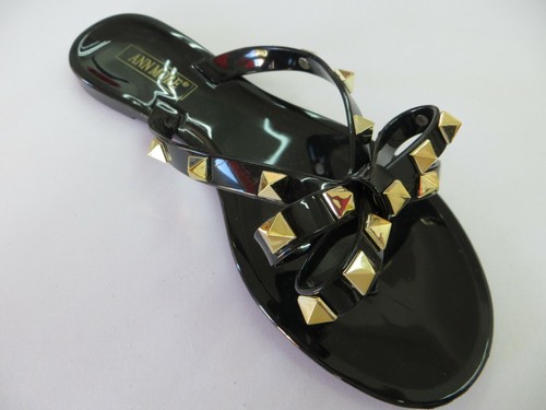Jelly Sandal "ANDREA" Girls/Kids Flip Flop Flats Slip On Studded Bow - Ann More - Picture 3 of 9