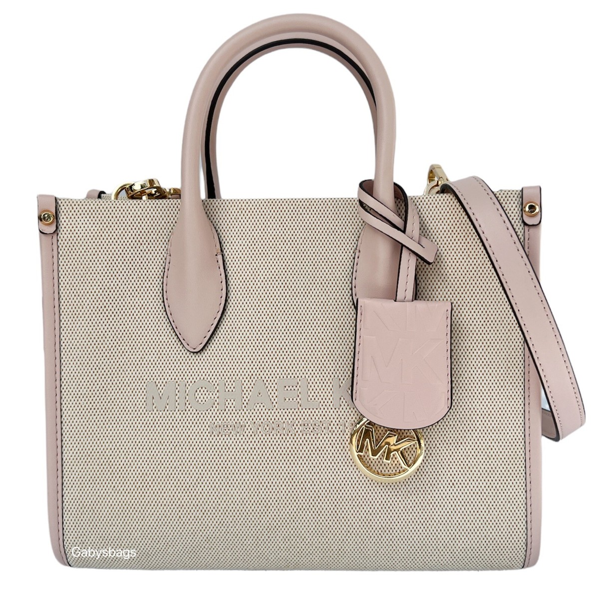 Michael Kors Mirella Small Shopper Top Zip Crossbody Bag Powder 