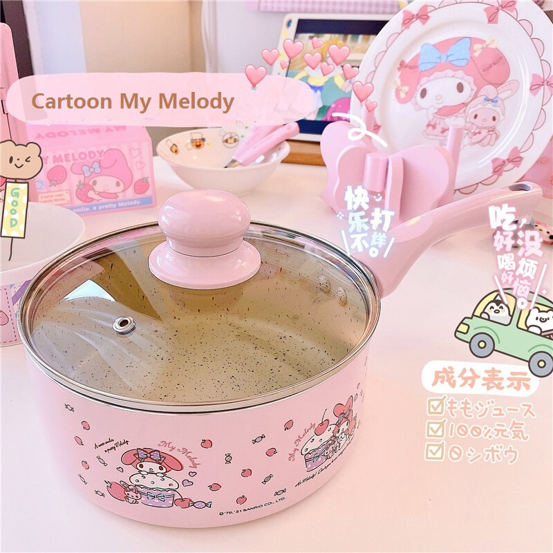 Cartoon My Melody Nonstick Pan Pink Frying Pan With Lid Home