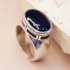 Size 8, vintage Mexican Sterling 925 silver handmade ring with black onyx