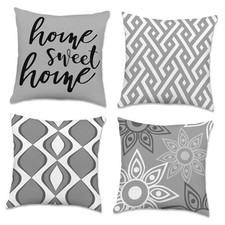 Geometric Pillow Covers 18x18 Set of 4, Decorative 18" x 18" Pack of 4 Grey