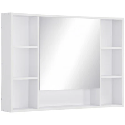 kleankin Bathroom Cabinet Wall Mount Storage organiser Mirror Shelves White
