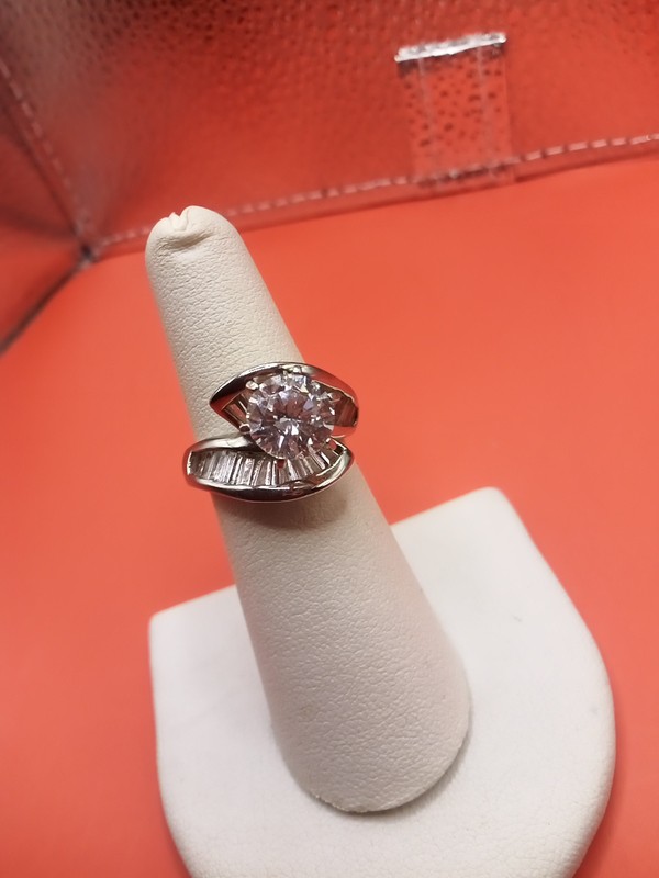 Sterling Silver Solitaire Ring By PJM Period Jewelry Manufacturing Big Sparkler