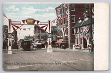 Vintage Newport RI Old Home Week Washington Square Perry Arch Postcard