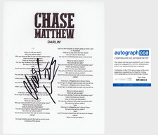 CHASE MATTHEW SIGNED COUNTRY DARLIN' LYRIC SHEET w/PROOF & AUTOGRAPH COA ACOA