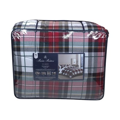 Brooks Brothers Queen 5pack Cotton Flannel Comforter Set with Decorative Pillows