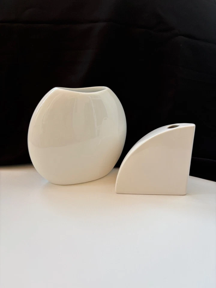 2 Modern White Vases – ASA Selection 1991 & Leonardo – German Minimalist Ceramic - Image 2 of 4