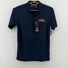 $59 NEW Antigua Atlanta Braves MLB Mens Small Legacy Pique Polo Shirt Navy Blue