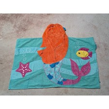 Kids Mermaid Hooded Beach Towel 100 Cotton Terry Poncho 40"x25"