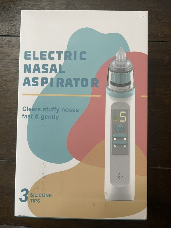 Electric Nasal Aspirator Blue 3 Silicone Tips Clears Stuffy Noses Fast & Gentle