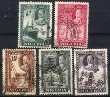 Nigeria 1936 King George Island Scenes Used (SC# 38-41, 44)