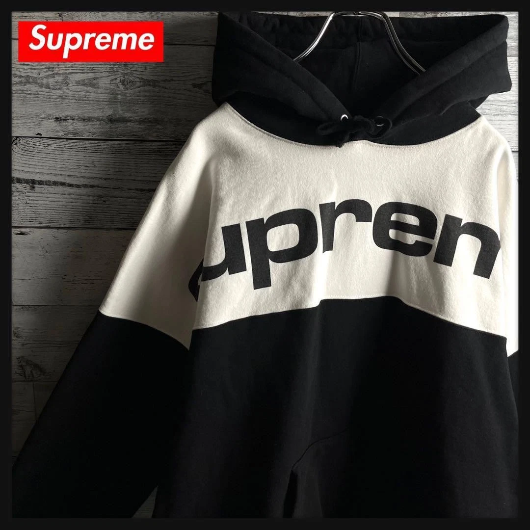 Sweat à capuche noir avec logo grand imprimé double face Supreme taille L
