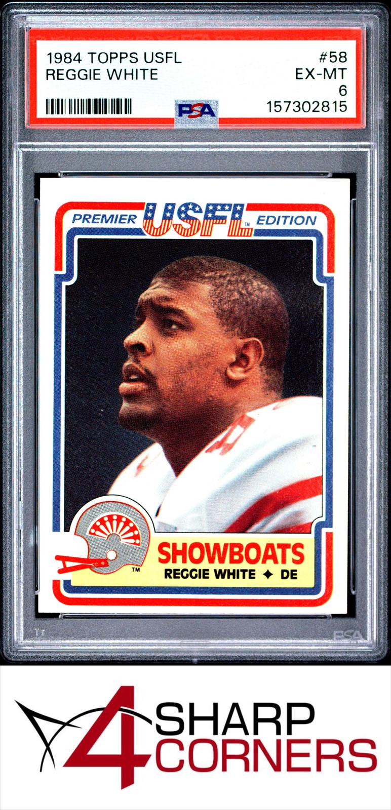 1984 TOPPS USFL #58 REGGIE WHITE RC HOF PSA 6