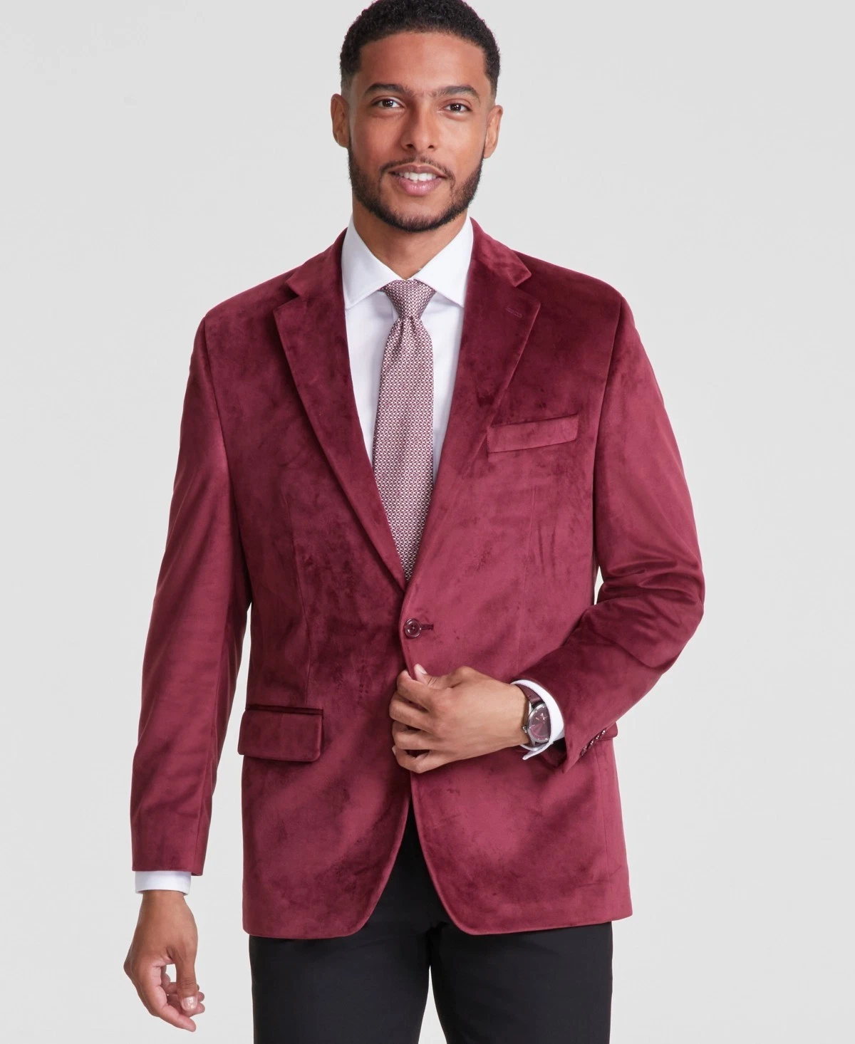 Blazer cappotto sportivo velluto vestibilità classica uomo Michael Kors 40 R rosso bordeaux tinta unita