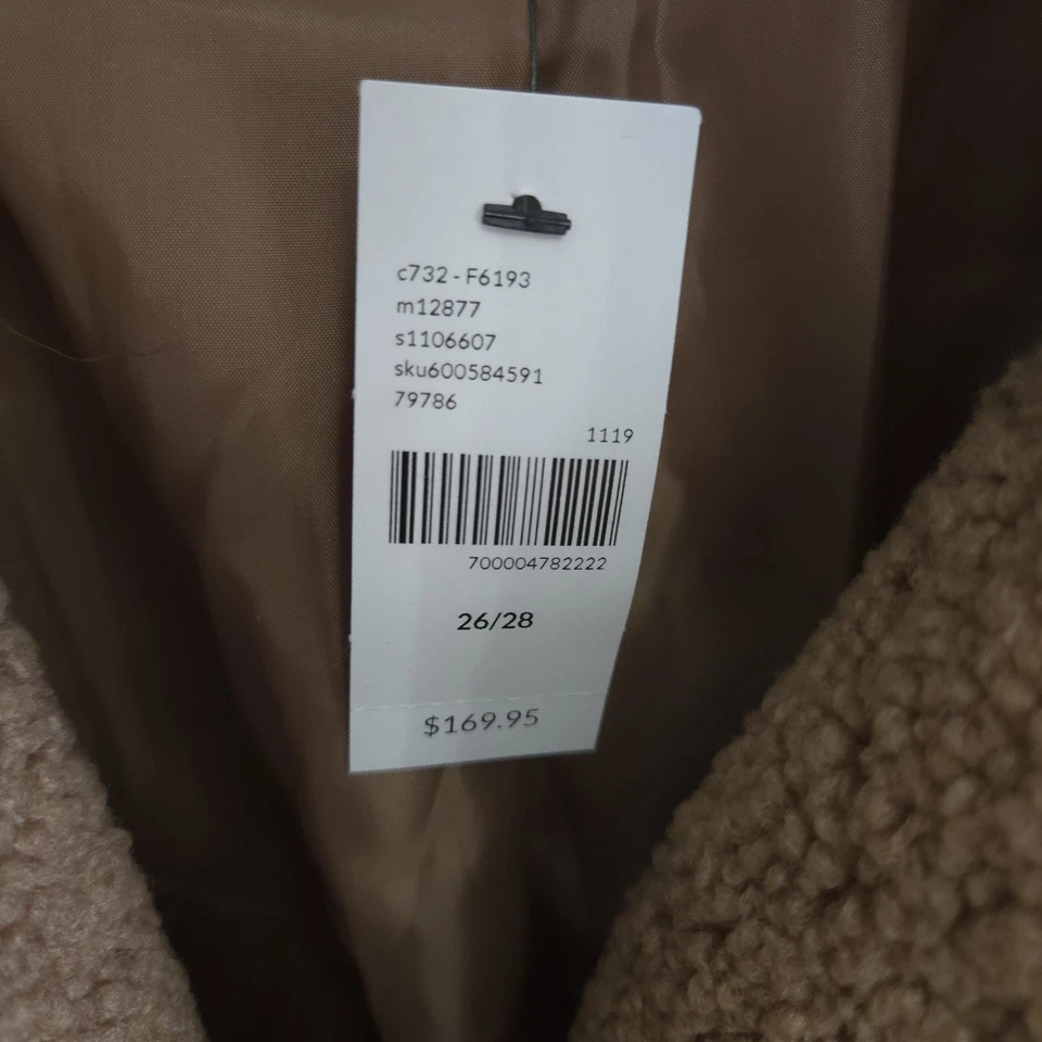 Abrigo de peluche marrón nuevo con etiquetas Lane Bryant Plus de piel sintética frontal a presión talla 26/28 Foto 3 de 4