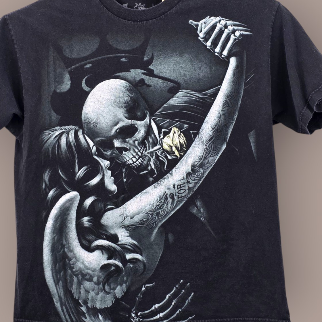 OGABEL Shirt Tango Skeleton Angel Rose Double Sided Graphic