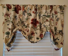  Jacobean Floral Valance 50" x 25" Multicolor Cotton, Made In The USA - Lined